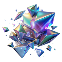 beautiful whimsical vintage Shattered fragments of glass refracting iridescent light beams, in a dynamic, explosive composition, with a crystalline, refractive style flawless png