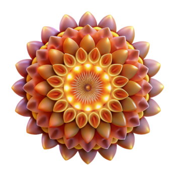 indrukwekkend ongeëvenaard ingewikkeld, mandala Leuk vinden patronen uitstralend van een centraal punt, verlichte door een zacht, warm gloed png