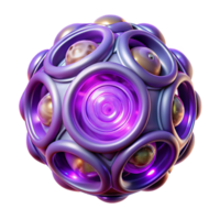 radiant exceptional A quantum computer core, pulsing with energy, complex geometric patterns swirling within its transparent shell, illuminated by ethereal purple light, in a realistic style png