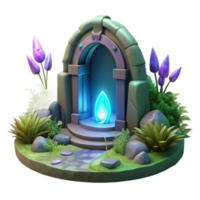 reflective dazzling A hidden portal shimmering in a forest glade, ethereal lighting, surrealism style expertly shot png