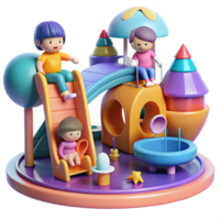 whimsical impressive A group of children playing in a futuristic playground, bright colors, whimsical style, concept art, fine detail png