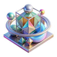 enchanting rare A complex, layered composition of geometric shapes and lines, with a holographic texture and a shifting color scheme. Ray tracing png