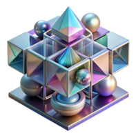 glorious vintage A complex, layered composition of geometric shapes and lines, with a holographic texture and a shifting color scheme. Ray tracing studio quality png