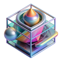 picturesque unforgettable A complex, layered composition of geometric shapes and lines, with a holographic texture and a shifting color scheme. Ray tracing png