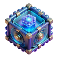 majestic abstract A quantum computer core, glowing with energy, complex geometric shapes and fractal patterns, dark background, abstract style perfect clarity png