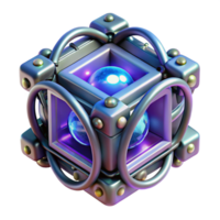 tranquil fascinating A quantum computer core, glowing with energy, complex geometric shapes and fractal patterns, dark background, abstract style top tier png