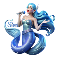 majestic melancholic modern A siren luring sailors with her enchanting song, misty blue light, Art Nouveau style luxury png