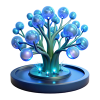 mesmerizing baroque A genetically modified, bioluminescent tree, with glowing branches and pulsating leaves, stands in the center of a futuristic garden. Surreal style impeccable png