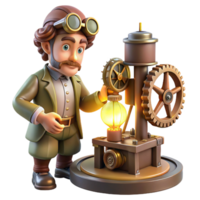 signature coastal A lone steampunk inventor, tinkering with a complex clockwork device in a dimly lit workshop, illuminated by flickering gaslight, in a gritty, realistic style high resolution png