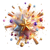 captivating rare A chaotic explosion of glitter and confetti, illuminated by a bright, festive light source png