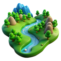 wonderful signature A winding river through a lush green valley, aerial view, vibrant and colorful style png