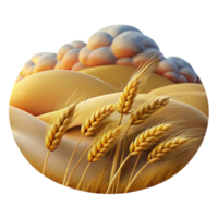 serene playful gothic A rolling field of wheat swaying in the wind under a cloudy sky, impressionistic style with a warm color palette handcrafted png
