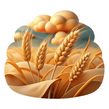 allettante classico un' rotolamento campo di Grano ondeggiante nel il vento sotto un' nuvoloso cielo, impressionista stile con un' caldo colore tavolozza artigiano png