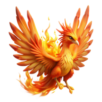 stunning bold elegant A majestic phoenix rising from its ashes amidst a fiery explosion, feathers blazing with vibrant oranges and reds. Impressionist style artisan png