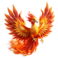 immaculate peaceful artistic A majestic phoenix rising from its ashes amidst a fiery explosion, feathers blazing with vibrant oranges and reds. Impressionist style gallery standard png