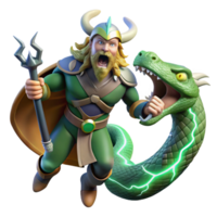 exquisite impressionist Thor battling the Midgard Serpent, Jormungandr, lightning crackling, Norse mythology style, dynamic lighting, high quality png
