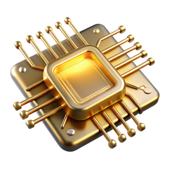 inspirado moderno uma fechar acima do uma microchip, intrincado dourado circuitos brilhando com energia, dramático iluminação, abstrato estilo feito à mão png