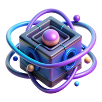 unparalleled contemporary A quantum computer processing complex data, swirling particles of light representing information flow, neon lighting, abstract style high quality png