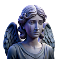 calm spectacular Portrait of a weeping angel statue, moonlight, gothic style 4K png