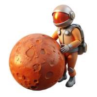 vibrant futuristic A lone astronaut, stranded on a desolate, rust colored planet, clutching a glowing orb, rim lit by a dying sun, painted in the style of a Moebius comic luxury png