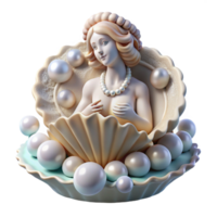 signature minimalist A beautiful Aphrodite emerging from the sea foam, seashells and pearls, soft lighting, classical style crisp png