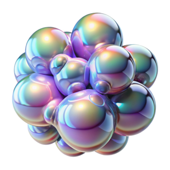 onderscheiden Victoriaans een TROS van iriserend bubbels, elk reflecterend een vervormd versie van de omgeving omgeving, met een zacht, ambient licht scherp png