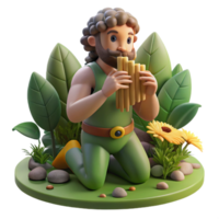 notable art deco Pan playing his panpipes in a sunlit forest glade, surrounded by nymphs, Impressionist style, soft, dappled lighting, flawless png