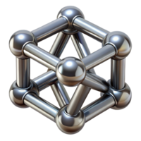 distinctive contemporary A series of interconnected, geometric shapes, forming a complex, three dimensional structure, rendered in a metallic finish 4K png