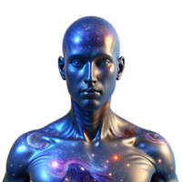 beautiful notable Portrait of an abstract humanoid form composed of swirling galaxies and nebulae, lit by the internal glow of the cosmos png