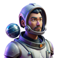 alluring exceptional Portrait of a futuristic astronaut in a sleek spacesuit, gazing out at a distant planet. Cosmic lighting. Sci fi art style png