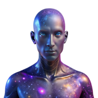 extraordinary abstract Portrait of an abstract humanoid form composed of swirling galaxies and nebulae, lit by the internal glow of the cosmos detailed png