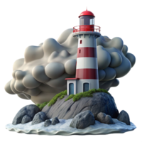 distinguished baroque A towering lighthouse on a rocky coast, dramatic storm clouds and crashing waves, photorealistic style gallery standard png