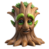 harmonious dazzling Portrait of a wise old tree with a face carved into its bark, dappled sunlight, fantasy style luxury png