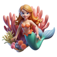 dynamic mesmerizing A beautiful mermaid swimming through a coral reef, vibrant underwater lighting, art nouveau style fine detail png