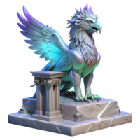 stunning rustic A majestic griffin with iridescent feathers, perched atop a crumbling marble altar, bathed in ethereal moonlight. Intricate, hyperrealistic style luxury png