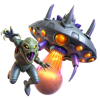 coveted abstract A futuristic, spaceship battling a giant space creature, dynamic lighting, science fiction style gallery standard png