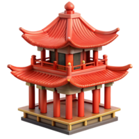stunning futuristic A traditional Chinese pagoda with intricate carvings and red lacquered wood, soft diffuse daylight, digital painting style sharp png