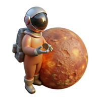 immaculate organic A lone astronaut, stranded on a desolate, rust colored planet, clutching a glowing orb, rim lit by a dying sun, painted in the style of a Moebius comic authentic png
