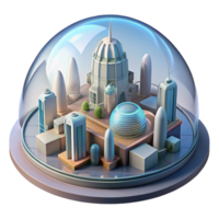 nostalgic alluring A futuristic city built inside a giant dome, intricate details, isometric view, cyberpunk style, refined png