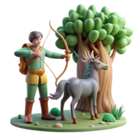 unparalleled impressionist A wise centaur teaching archery to a young human, surrounded by towering trees, fantasy art style, dappled forest light original png