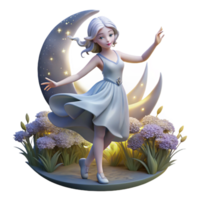 energetic captivating A graceful sylph dancing in a moonlit glade, ethereal moonlight, in a romantic pre raphaelite style handcrafted png