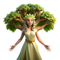 spectacular remarkable An ethereal dryad emerging from a giant oak tree, dappled sunlight filtering through the leaves, Pre Raphaelite style png