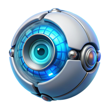 indimenticabile astratto un' bionico occhio, suo intricato meccanismi visibile sotto un' trasparente lente, illuminato di un' morbido blu luce, reso nel un' biomeccanico, cyberpunk stile impeccabile png