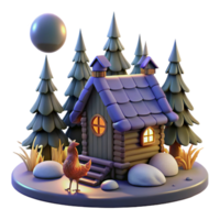 standout creative Baba Yaga s hut standing on chicken legs, surrounded by a dark forest, Slavic folklore style, eerie, moonlight, genuine png