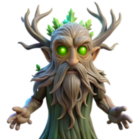 signature industrial A wise old tree spirit with glowing eyes and flowing branches, standing in a primeval forest. Mystical, ethereal lighting, fantasy art style 8K png