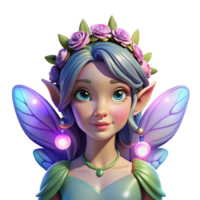 immaculate harmonious bohemian Portrait of a whimsical fairy with iridescent wings and a flower crown, lit by magical glowing orbs, in a fantasy art style genuine png