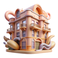 exquisite exceptional An Art Nouveau apartment building with flowing lines and floral motifs, soft morning light, illustration style png