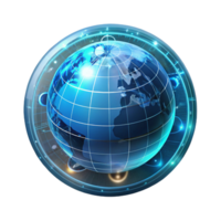 beautiful vintage A holographic projection of the Earth rotating slowly, continents outlined in glowing lines, surrounded by binary code, futuristic style perfect clarity png