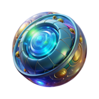 peaceful alluring A levitating sphere emitting holographic data projections, intricate patterns swirling around it, illuminated by internal glowing light, in a futuristic, abstract style fine detail png