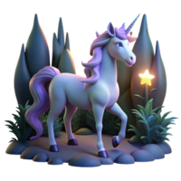 iconic vintage A mystical, unicorn with a glowing horn standing in a moonlit forest, ethereal lighting, fantasy art style high quality png